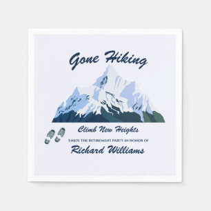 Retirement Gone Hiking Snowy Mountains Happy Trail Napkin