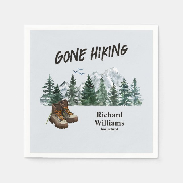 Retirement Gone Hiking to the Mountains Outdoors  Napkin (Front)