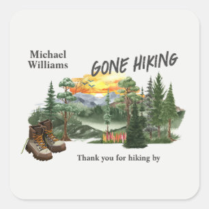 Retirement Gone Hiking to the Mountains Sunrise Square Sticker