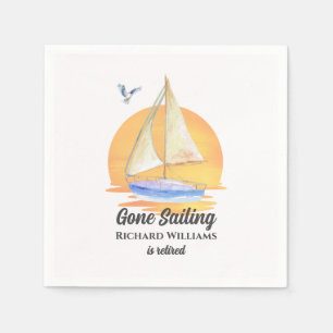 Retirement Gone Sailing Sailboat Sunset Watercolor Napkin