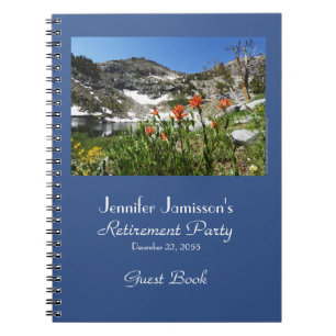 Retirement Guest Book, Mountains Lake Wildflowers Notebook