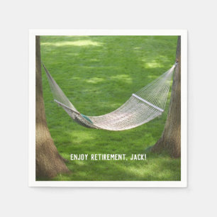 retirement hammock between trees napkin