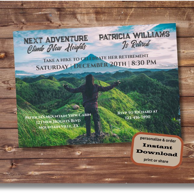 Retirement Hiking Next Adventure Climb Heights Invitation (Creator Uploaded)