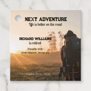 Retirement Hiking Next Adventure on the Road Favour Tags