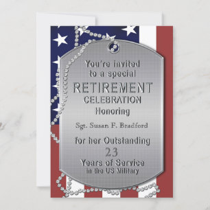 Retirement Invitation - Military - Dog Tags-FEMALE
