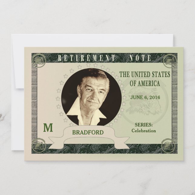 RETIREMENT INVITATION - MONEY NOTE - PHOTO INSERT (Front)