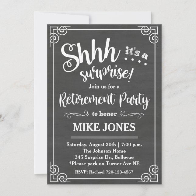 Retirement Invitation, Retirement Surprise Party Invitation (Front)