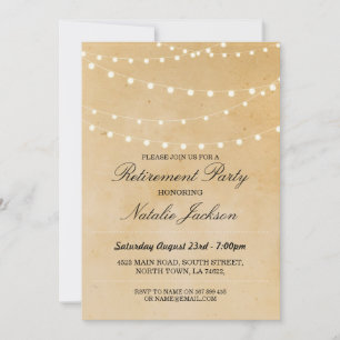 Retirement Invitation Vintage String Lights Invite