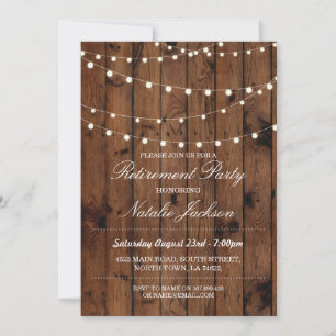 Retirement Invitation Wood Elegant Lights Invite