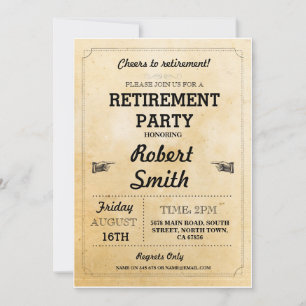 Retirement Invite Party Rustic Retired Cheers BBQ