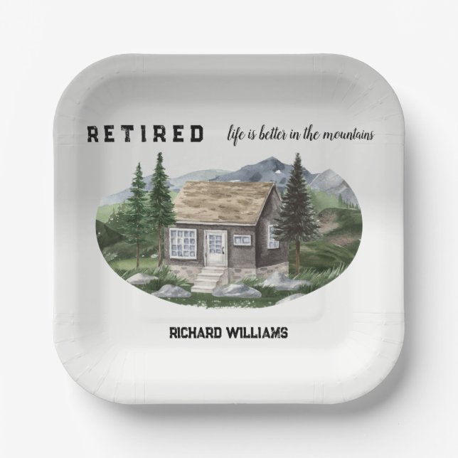 Retirement Life Is Better in The Mountains Hiking  Paper Plate (Front)