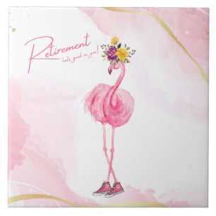 Retirement looks good on you! Flamingo in Sneakers Ceramic Tile