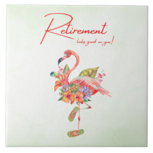 Retirement looks good on you! Tropical Flamingo Ceramic Tile