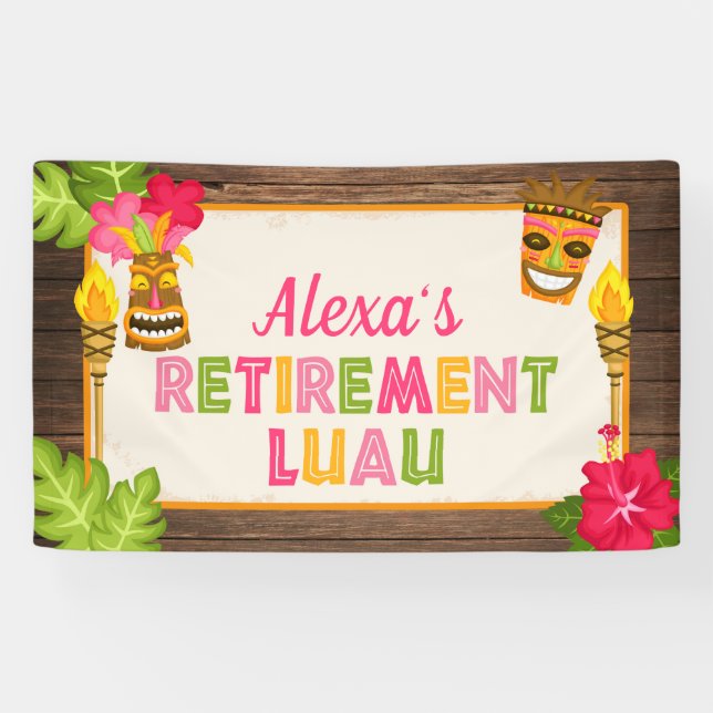 Retirement Luau Banner - Pink (Horizontal)