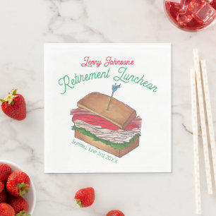 Retirement Luncheon Lunch Turkey Club Sandwich Napkin