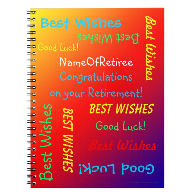 Retirement Memory Book, Vivid Rainbow Notebook (Front)
