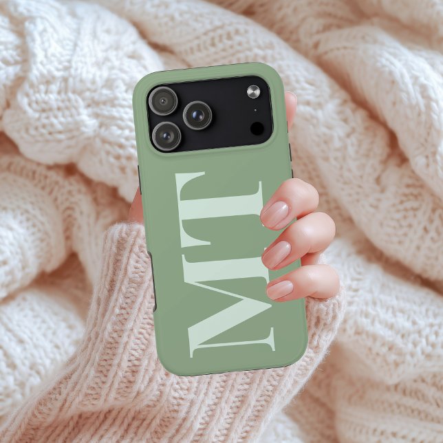 Retirement | Modern Green Retired Coworker Initial (Elegant Custom Initial Phone Case Gift for Women | Bridesmaid Proposal Gift | College Student Gift)