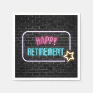 Retirement Neon Sign On Brick Wall Napkins