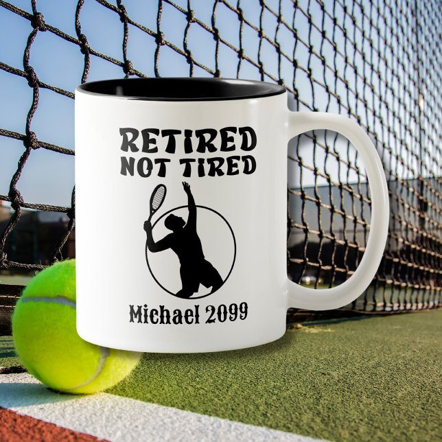 Retirement not Tired Tennis Player Two-Tone Coffee Mug (Creator Uploaded)