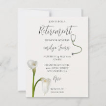 Retirement Nurse Invitation | Elegant White Calla 