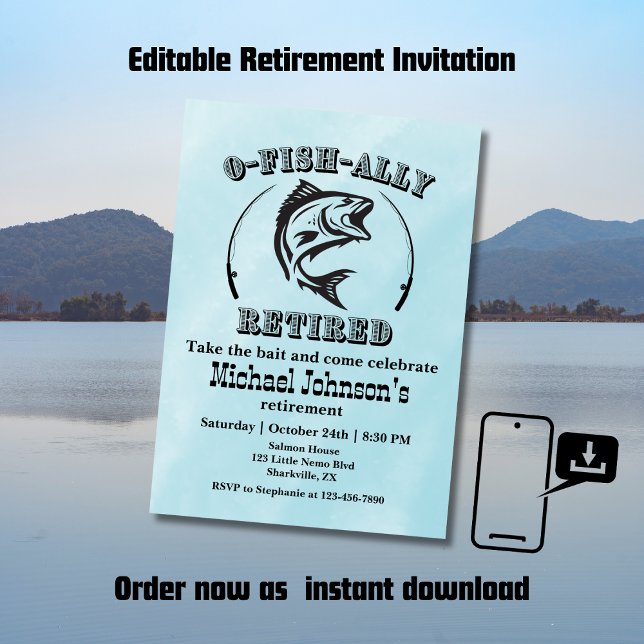 Retirement O-fish-ally retired funny fishing Invitation (Creator Uploaded)