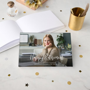 Retirement One Photo Handwritten Script Guest Book