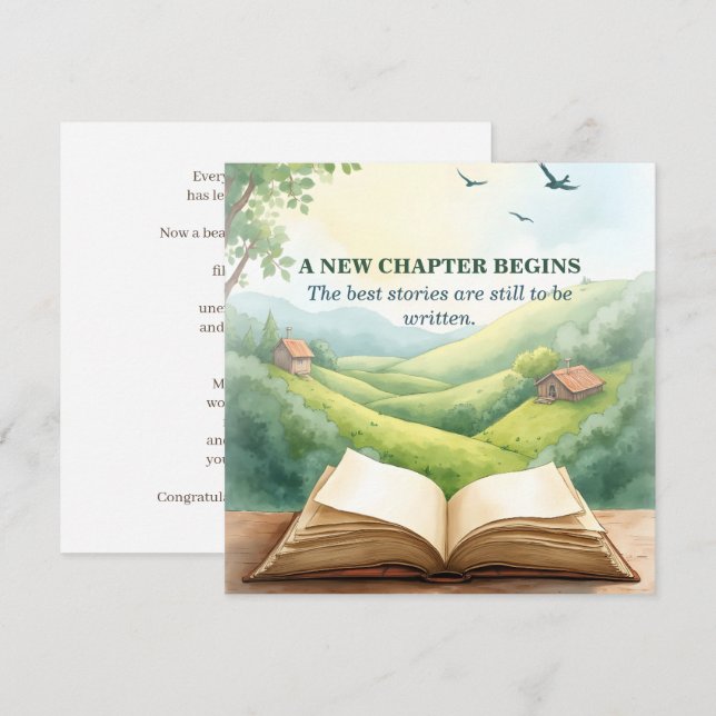 Retirement Open Book New Chapter Landscape Scene Card (Front/Back)