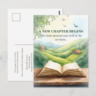 Retirement Open Book New Chapter Landscape Scene Postcard