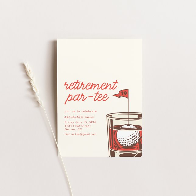 Retirement Par-Tee Party Invitation with Whiskey (Creator Uploaded)