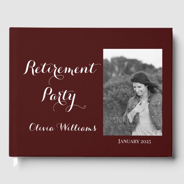 Retirement Party Add Photo Choose Colour Guest Book (Front)