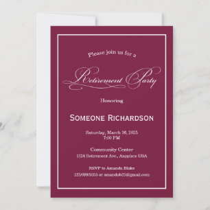 Retirement Party Announcement burgundy