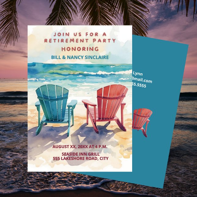 Retirement Party Beach Theme Casual Fun Invitation (Retirement Party Beach Theme Casual Fun Invitation)