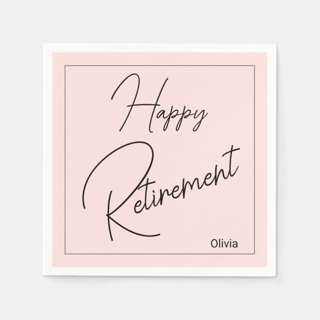 Retirement Party Black And Pale Pink Minimalist  Napkin (Front)