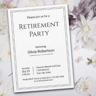 Retirement Party Black And White Simple Corporate Invitation