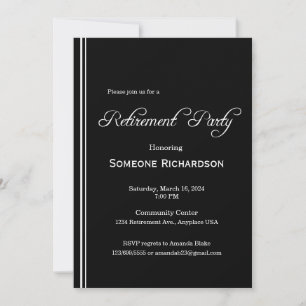 Retirement Party Black with Gold Ivy Frame Invitation