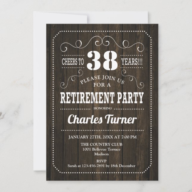 Retirement Party - Brown Wood Pattern Invitation (Front)