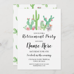 Retirement Party Cactus Watercolor Print Invite