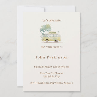 Retirement Party Camper Van Watercolor Invitation