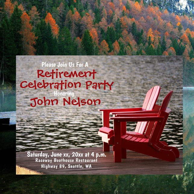 Retirement Party Casual Theme Lakeside Cottage Invitation (Retirement Party, Casual Theme, Lakeside Cottage Invitation)