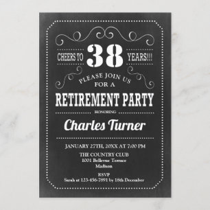 Retirement Party - Chalkboard Black White Pattern Invitation