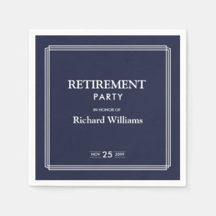 Retirement Party Classic Blue White Border Napkin