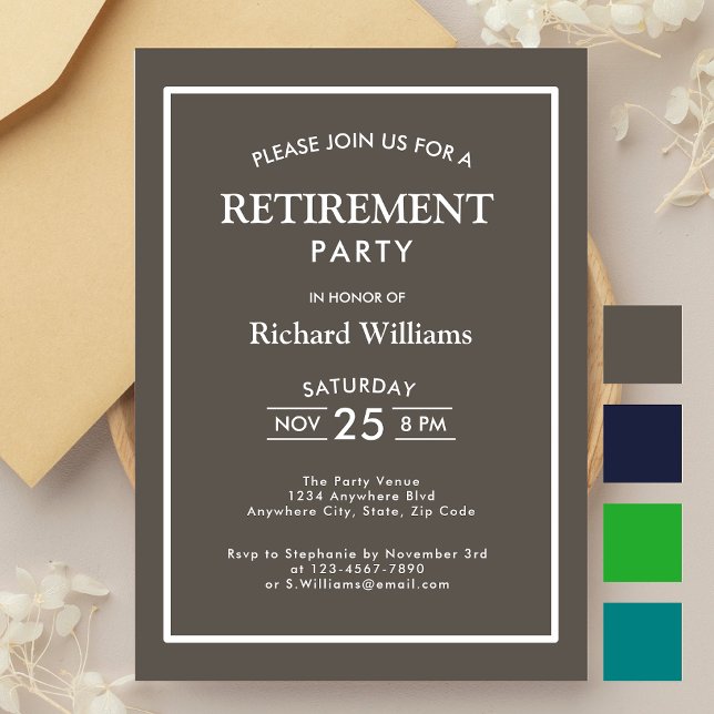 Retirement Party Classic Grey Invitation (Creator Uploaded)