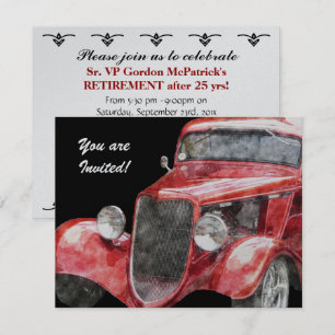 Retirement Party Classic Hotrod Collector Car Invitation