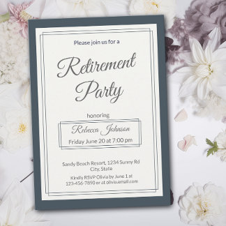Retirement Party Classic Simple Gray And Cream Invitation