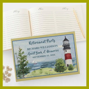 Retirement Party Coastal Lighthouse Water Guest Book