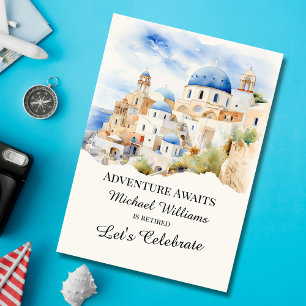 Retirement Party Colourful Greece Village Hill Invitation