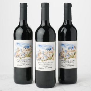 Retirement Party Colourful Greece Village Hill Wine Label