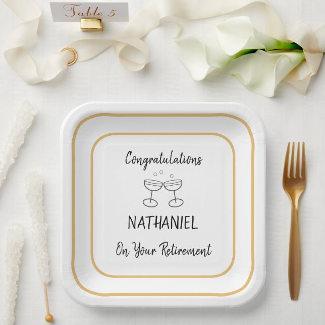 Retirement Party Congratulations Custom Square Paper Plate (Wedding)