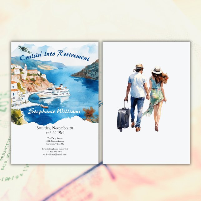 Retirement Party Cruising Destination Greece  Invitation (Creator Uploaded)