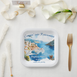 Retirement Party Cruising Destination Greece Paper Plate